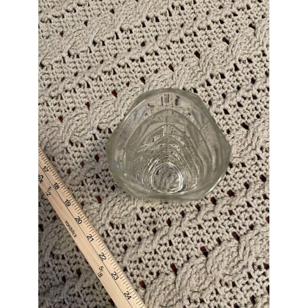 French Geometric Clear Triangular Shaped Glass Vase Made In France - Picture 15 of 16